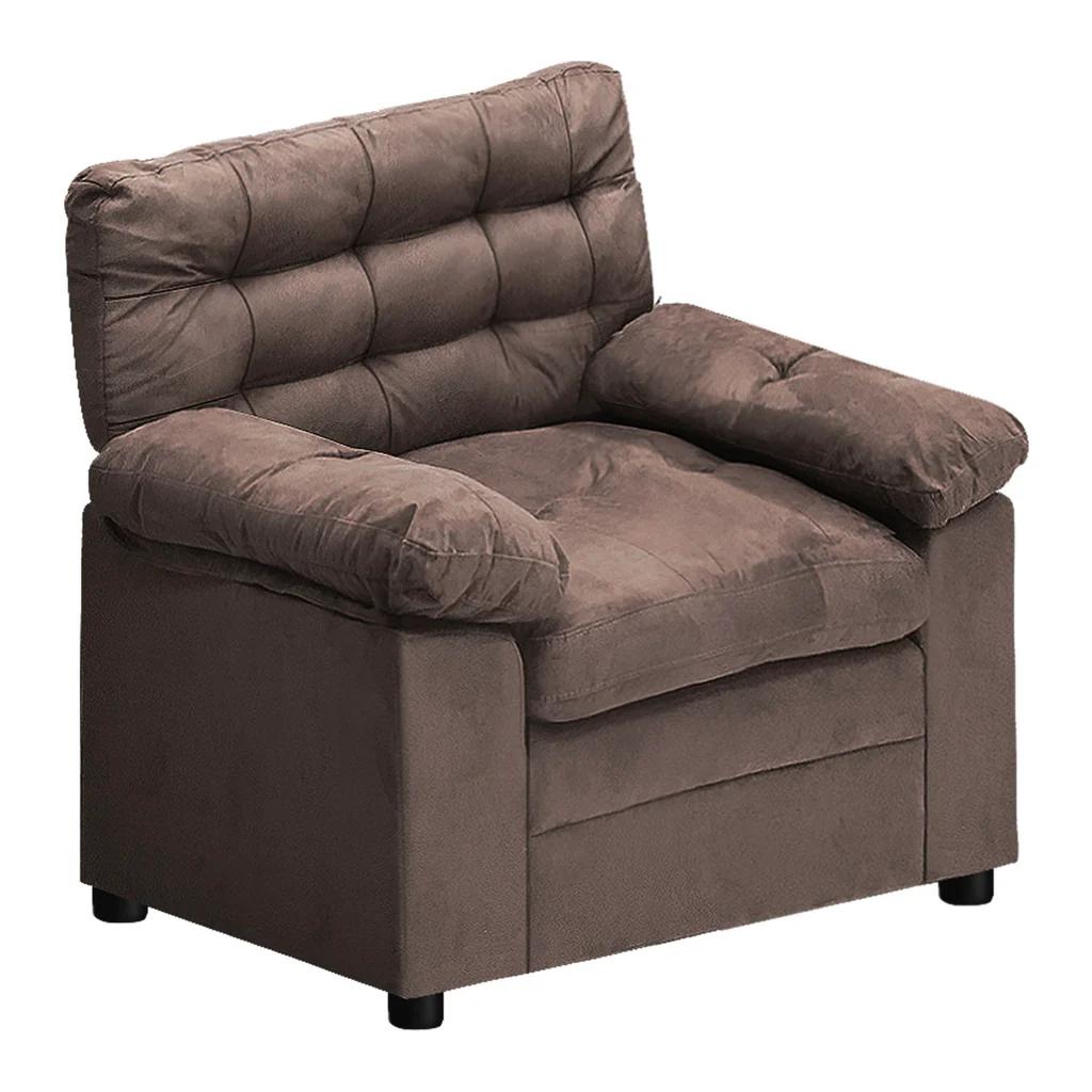 1 Seater Sofa Fabric Brown